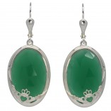 8760 Faceted Green Onyx Claddagh Earrings