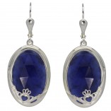8760 Faceted Sodalite Claddagh Earrings