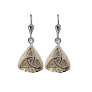 Silver two tone trinity earrings - 7047