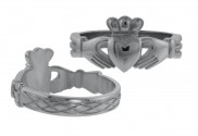 Ladies Claddagh Ring with Celtic Weave Band - 8127
