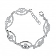 Claddagh Sterling Silver Bracelet 6 piece with extender  8407