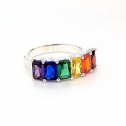 JMH Jewellery Silver Eternity Ring with Rainbow CZ stones