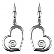 Heart drop earrings with spiral detail - 7182