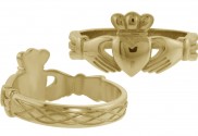 Gents Claddagh Ring with Celtic Weave Band - 8128