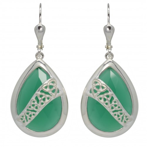 7195 Trinity Knot Earrings with Green Onyx